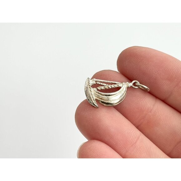 Sailboat Hand Carved Nautical Sterling Silver 925 Vintage Pendant | Charm - Picture 7 of 9